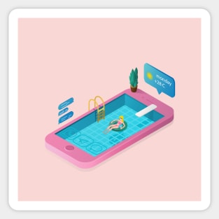 isometric pool in phone Sticker